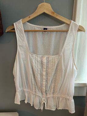 Old Navy White Sleeveless Peasant Tank